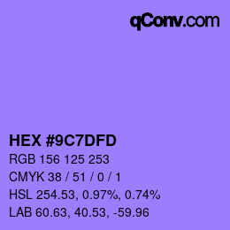 Color code: HEX #9C7DFD | qconv.com