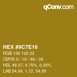 Color code: HEX #9C7E16 | qconv.com