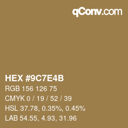 Color code: HEX #9C7E4B | qconv.com