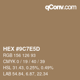 Color code: HEX #9C7E5D | qconv.com