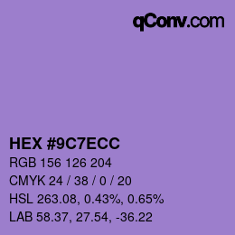 Color code: HEX #9C7ECC | qconv.com
