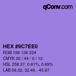 Color code: HEX #9C7EE0 | qconv.com