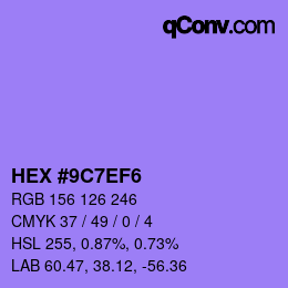 Color code: HEX #9C7EF6 | qconv.com