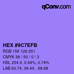 カラーコード: HEX #9C7EFB | qconv.com