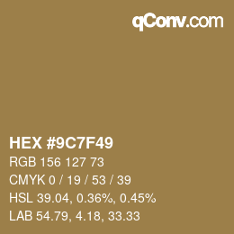 Color code: HEX #9C7F49 | qconv.com