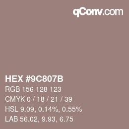 Color code: HEX #9C807B | qconv.com