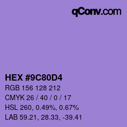 カラーコード: HEX #9C80D4 | qconv.com