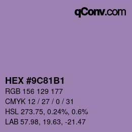 颜色代码: HEX #9C81B1 | qconv.com