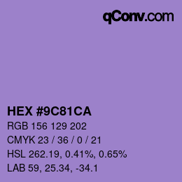 Color code: HEX #9C81CA | qconv.com