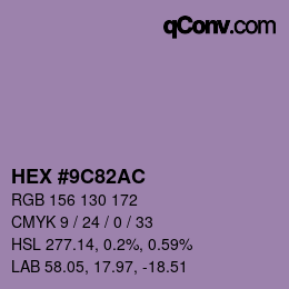 Código de color: HEX #9C82AC | qconv.com