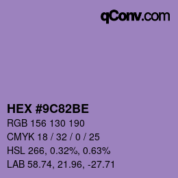 Color code: HEX #9C82BE | qconv.com