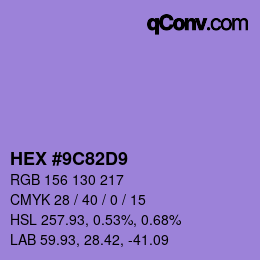 Color code: HEX #9C82D9 | qconv.com