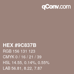 Código de color: HEX #9C837B | qconv.com