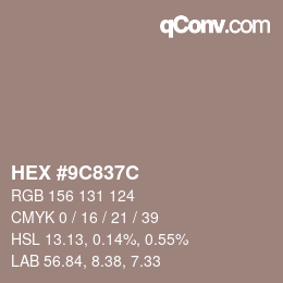 Farbcode: HEX #9C837C | qconv.com