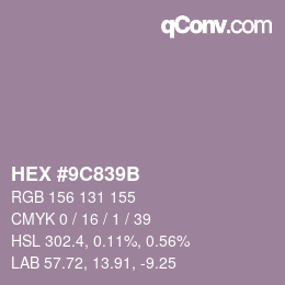 Color code: HEX #9C839B | qconv.com