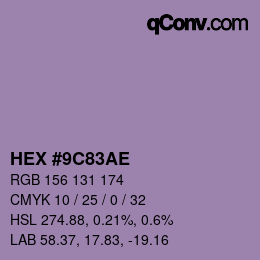 Color code: HEX #9C83AE | qconv.com