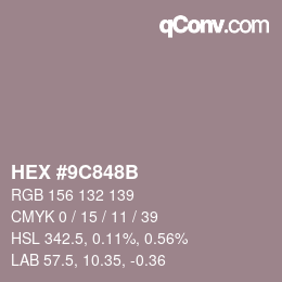 颜色代码: HEX #9C848B | qconv.com