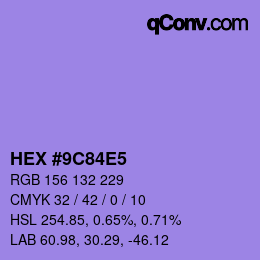Color code: HEX #9C84E5 | qconv.com