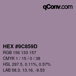 Color code: HEX #9C859D | qconv.com