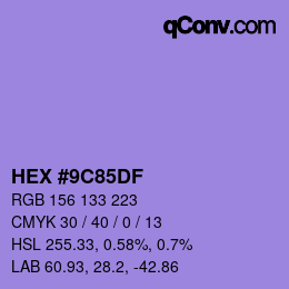 Color code: HEX #9C85DF | qconv.com