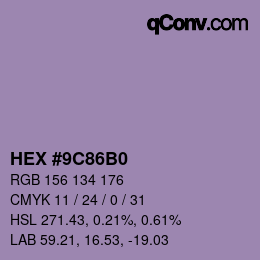 Color code: HEX #9C86B0 | qconv.com