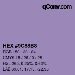Color code: HEX #9C88B8 | qconv.com