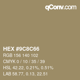 Color code: HEX #9C8C66 | qconv.com