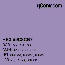 颜色代码: HEX #9C8CB7 | qconv.com