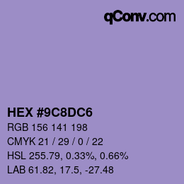 Código de color: HEX #9C8DC6 | qconv.com