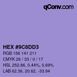 カラーコード: HEX #9C8DD3 | qconv.com