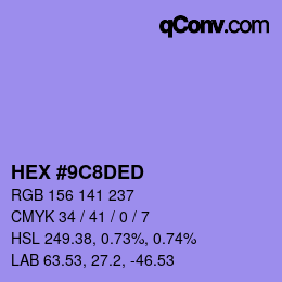 カラーコード: HEX #9C8DED | qconv.com