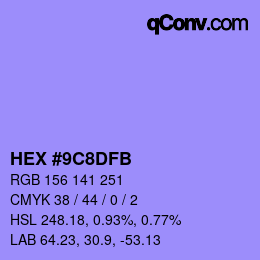 カラーコード: HEX #9C8DFB | qconv.com
