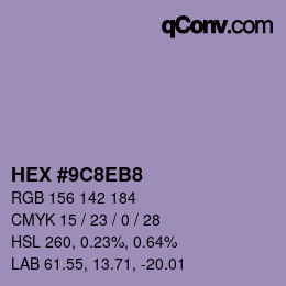 カラーコード: HEX #9C8EB8 | qconv.com