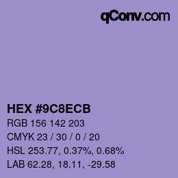 Color code: HEX #9C8ECB | qconv.com