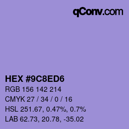 Color code: HEX #9C8ED6 | qconv.com
