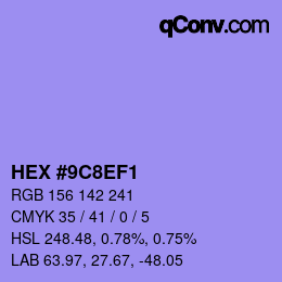 颜色代码: HEX #9C8EF1 | qconv.com
