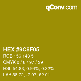 Color code: HEX #9C8F05 | qconv.com