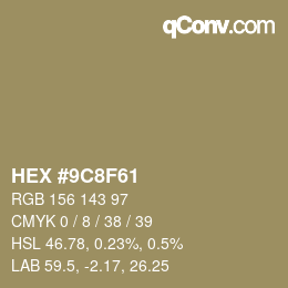 Color code: HEX #9C8F61 | qconv.com