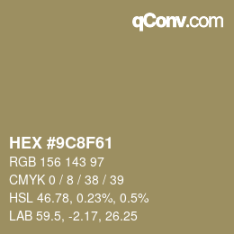 Color code: HEX #9C8F61 | qconv.com