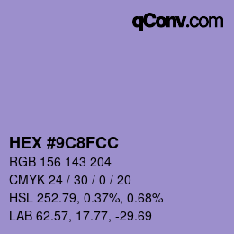 颜色代码: HEX #9C8FCC | qconv.com