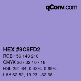 Color code: HEX #9C8FD2 | qconv.com