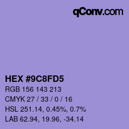 Color code: HEX #9C8FD5 | qconv.com