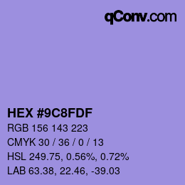 カラーコード: HEX #9C8FDF | qconv.com