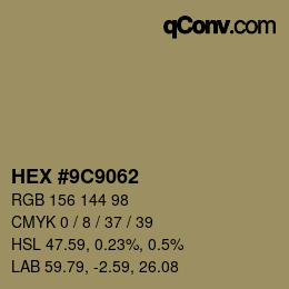 Color code: HEX #9C9062 | qconv.com