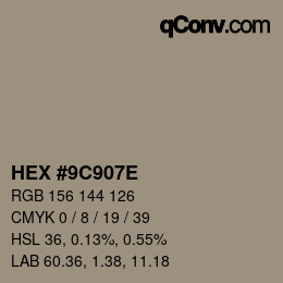 Color code: HEX #9C907E | qconv.com
