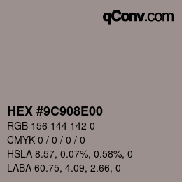 Color code: HEX #9C908E00 | qconv.com