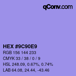Código de color: HEX #9C90E9 | qconv.com