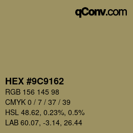 Farbcode: HEX #9C9162 | qconv.com