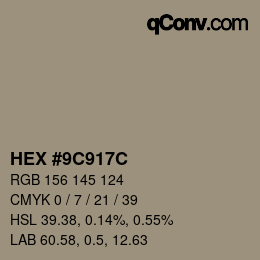 Color code: HEX #9C917C | qconv.com