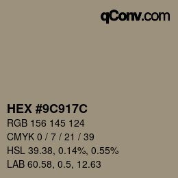 Color code: HEX #9C917C | qconv.com